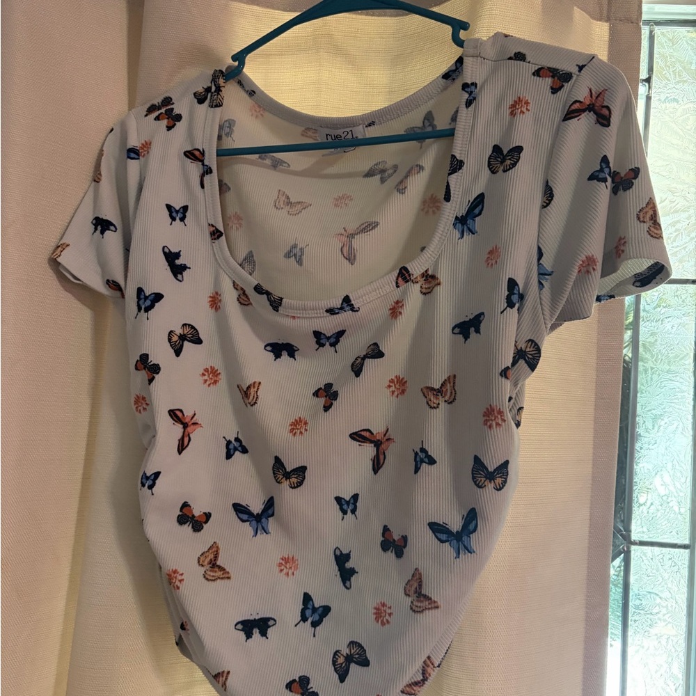 Rue21 White Butterfly Print